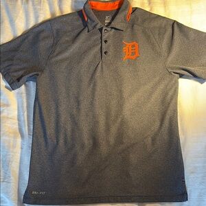 Nike Dri-Fit authentic Detroit Tigers charcoal  Orange D Golf Shirt EUC